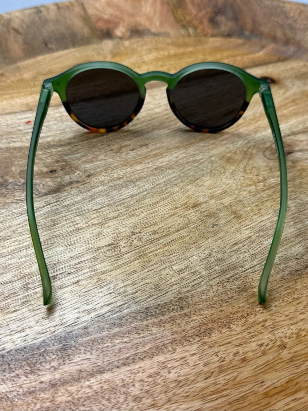 Green Tortoise Polarized Round Sunglasses Retro Panto 48-21-140